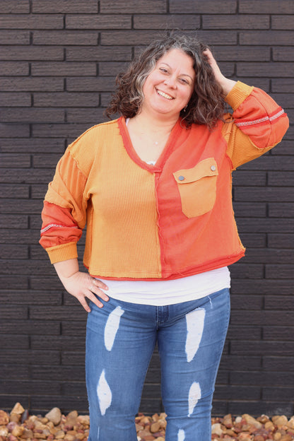 Marigold Frayed Top