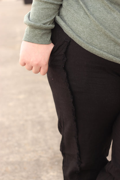 Black Frayed Joggers